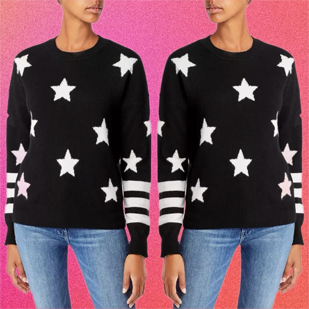 27 miles malibu • adelphie jumper crewneck pullover sweater black star print l